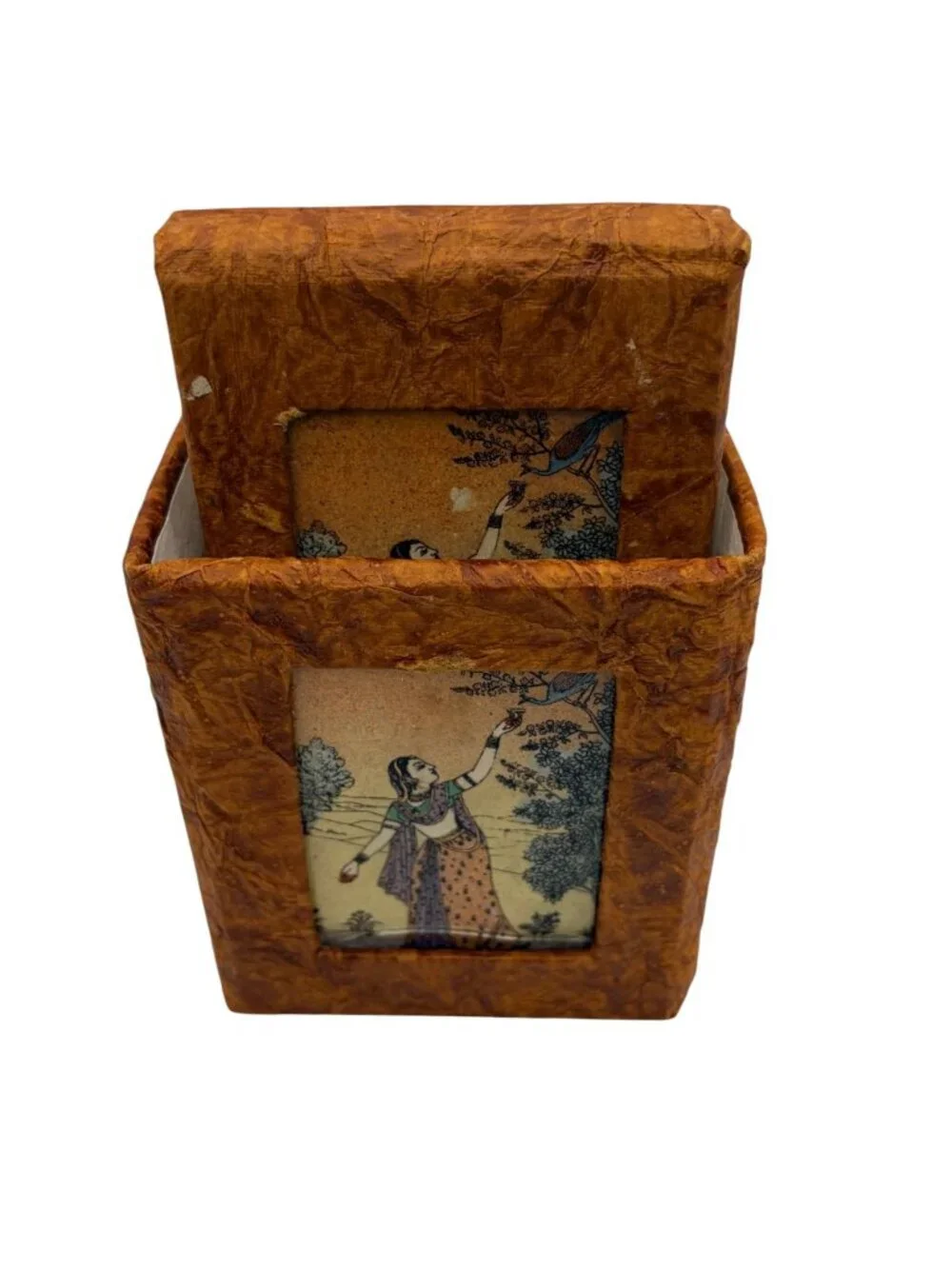 Handmade Rajasthan India Papier Mâché Pen Holder & Decorative Book Box Set Boho